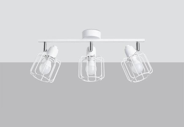 Spot de plafond blanc E14 3 flammes métal rétro TISTA