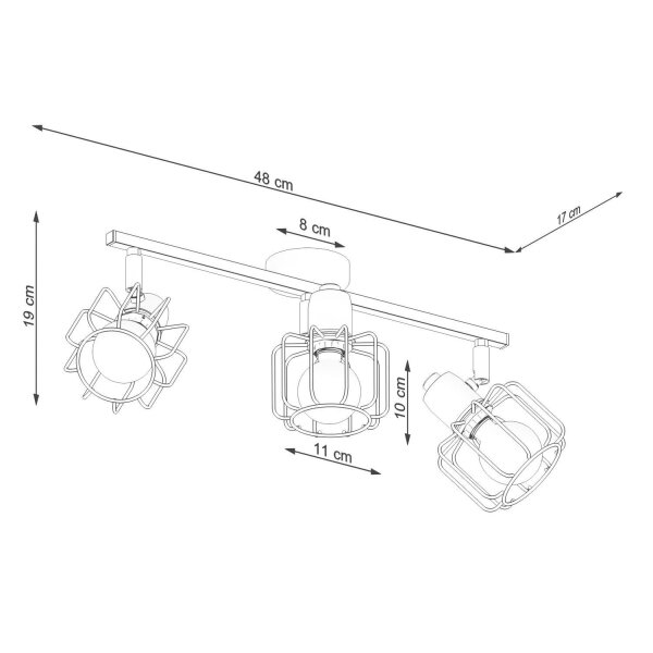 Spot de plafond blanc E14 3 flammes métal rétro TISTA