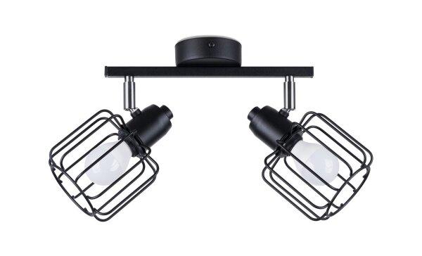 Projecteur de plafond noir orientable 2 flammes E14 Retro