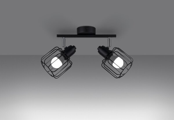 Projecteur de plafond noir orientable 2 flammes E14 Retro