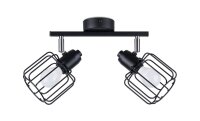 Projecteur de plafond noir orientable 2 flammes E14 Retro