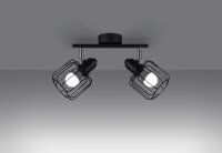 Projecteur de plafond noir orientable 2 flammes E14 Retro
