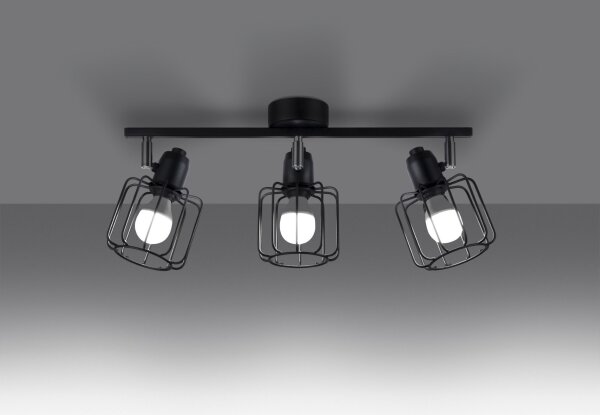 Spot de plafond noir métal rétro design 48 cm de long
