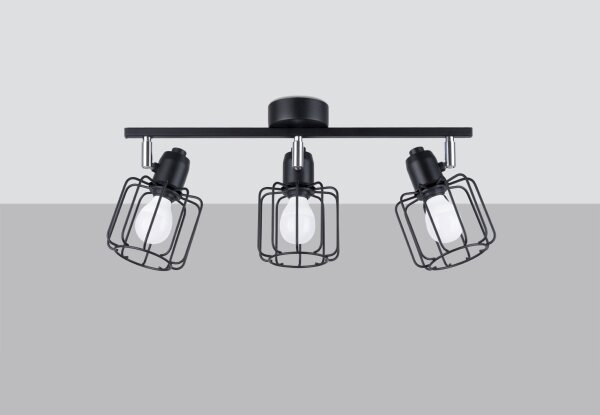 Spot de plafond noir métal rétro design 48 cm de long