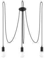 Suspension rétro noire 3 flammes max. 3 m flexible