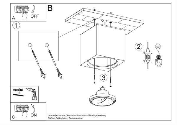 Spot de plafond Blanc Céramique H : 14 cm petit cube à peindre
