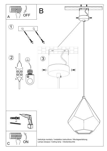 Lampe à suspendre Blanc Céramique à peindre géométrique E27