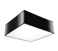 Plafonnier carr&eacute; 25 cm de large plat noir