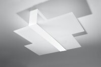 Lampe de plafond blanc verre métal plat faible...