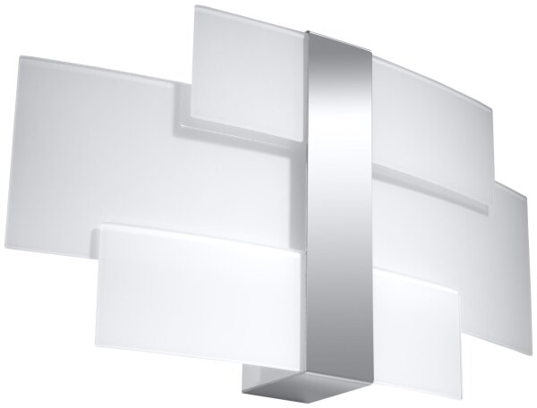 Applique verre métal 42 cm faible éblouissement blanc chrome 2x G9