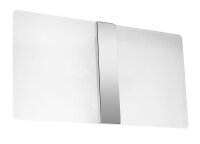 Applique verre m&eacute;tal 35 cm large blanc chrome 2x G9