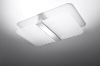 Plafonnier blanc chrome verre métal faible...