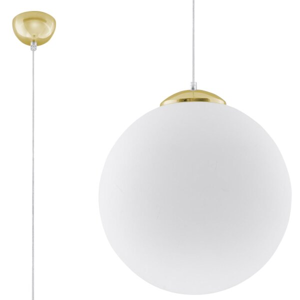 Lampe à suspendre verre Abat-jour sphérique Ø 40 cm blanc or E27