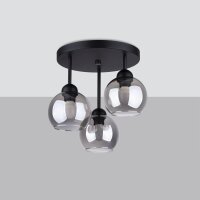 Plafonnier métal verre fumé 3 flammes...