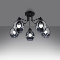Lampe de plafond noir verre fumé métal E27...