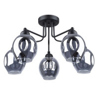 Lampe de plafond noir verre fumé métal E27...