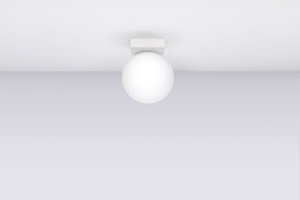 Plafonnier Abat-jour sphérique Blanc Verre Métal Ø 12 cm G9
