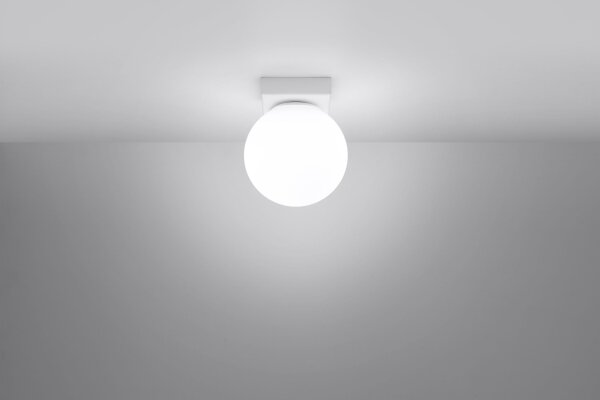 Plafonnier Abat-jour sphérique Blanc Verre Métal Ø 12 cm G9