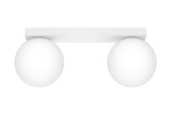 Plafonnier verre métal 34,5 cm 2x G9 Blanc Abat-jour sphérique