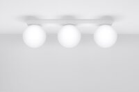 Plafonnier blanc 50 cm de long verre métal 3...