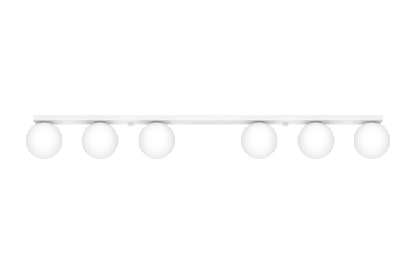 Plafonnier blanc long 120 cm verre métal 6x G9