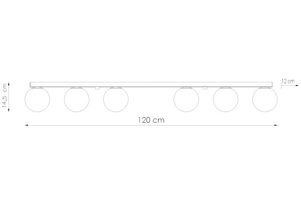 Plafonnier blanc long 120 cm verre métal 6x G9