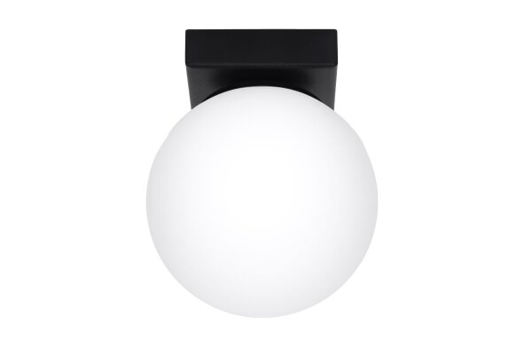 Plafonnier Abat-jour sphérique Ø 12 cm Blanc Noir G9 Verre