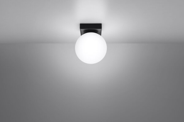 Plafonnier Abat-jour sphérique Ø 12 cm Blanc Noir G9 Verre