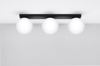 Plafonnier noir blanc 3 flammes 50 cm de long RAMSI