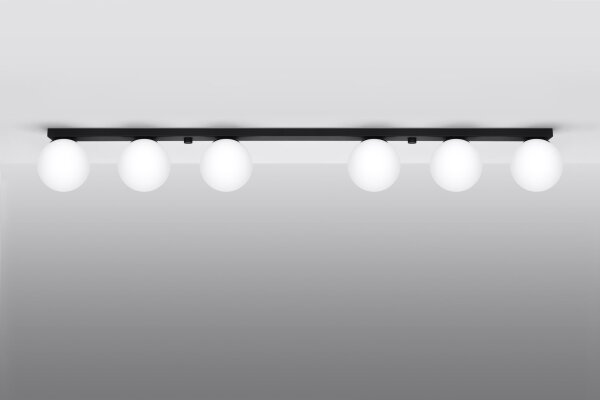 Grand plafonnier 120 cm de long verre boules 6-flamme G9