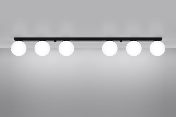 Grand plafonnier 120 cm de long verre boules 6-flamme G9