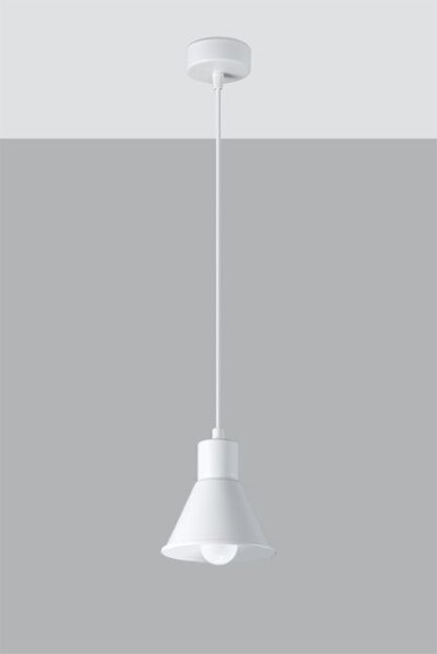 Suspension Blanc Métal Rétro Ø 14 cm simple E27