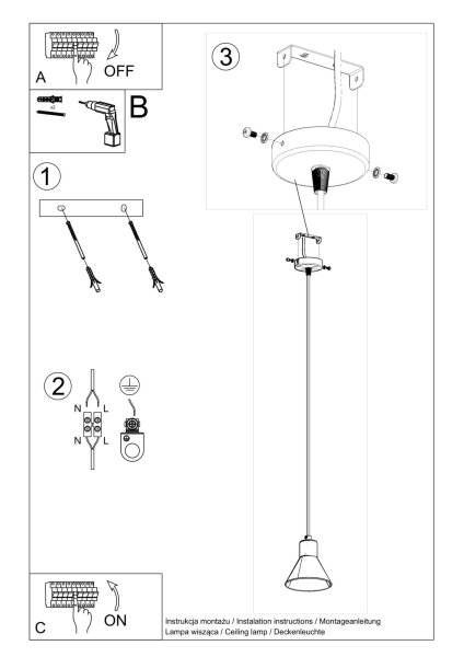 Suspension Blanc Métal Rétro Ø 14 cm simple E27