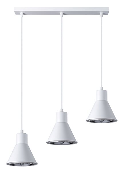 Lampe à suspendre Blanc 3 flammes L : 45 cm ES111 Rétro Métal