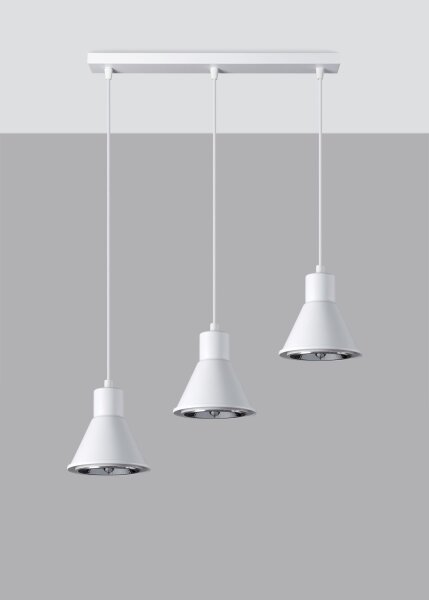 Lampe à suspendre Blanc 3 flammes L : 45 cm ES111 Rétro Métal