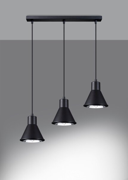 Suspension 3 flammes Retro ES111 Métal noir