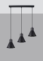 Suspension 3 flammes Retro ES111 Métal noir