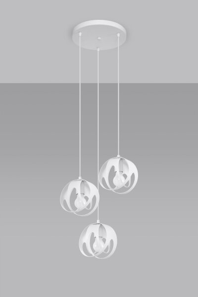 Suspension 3 flammes blanc métal ajustable E27