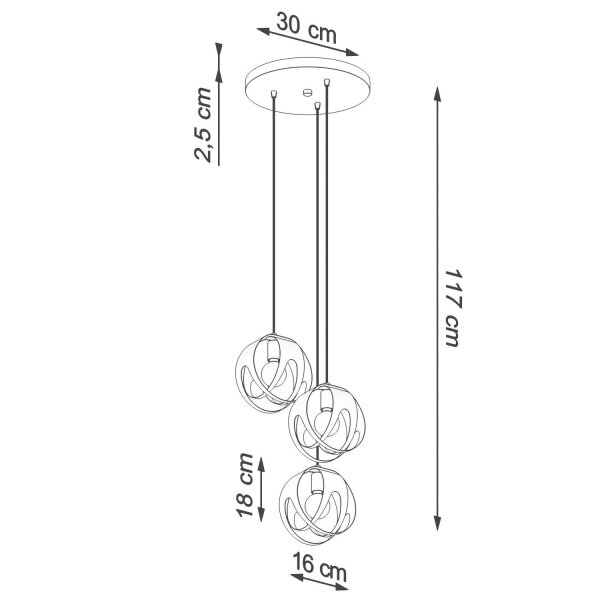 Suspension 3 flammes blanc métal ajustable E27