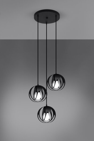 Lampe à suspendre Moderne Ø 30 cm Métal 3-flamme E27 Noir