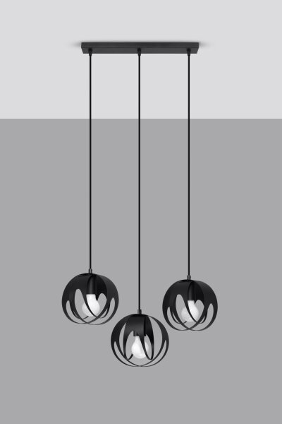 Lampe à suspendre noire métal 3 flammes orientable E27