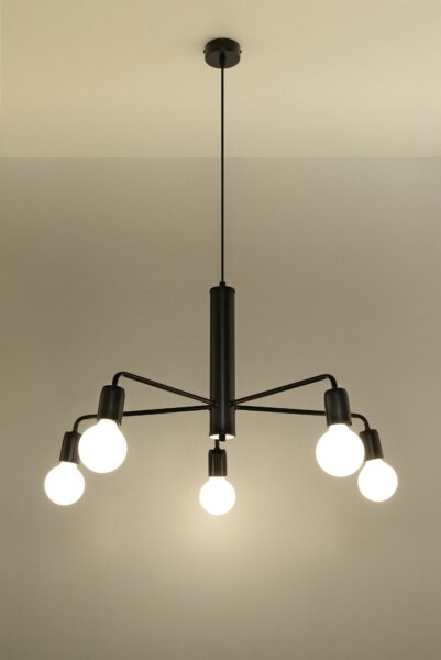 Lampe à suspendre noire Ø 60 cm Rétro 5 flammes E27