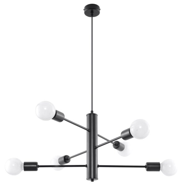 Lampe à suspendre métal noir 6 flammes E27 table à manger