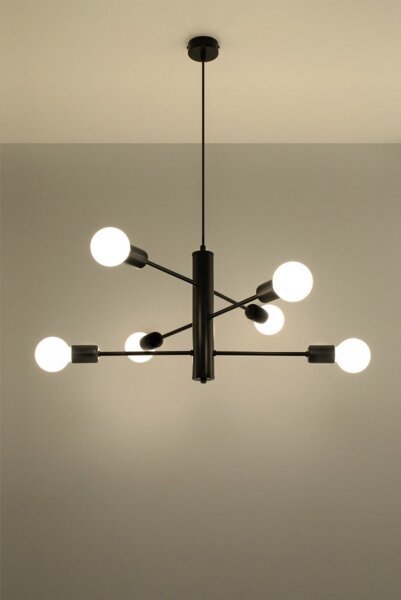 Lampe à suspendre métal noir 6 flammes E27 table à manger