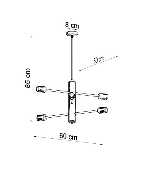 Lampe à suspendre métal noir 6 flammes E27 table à manger