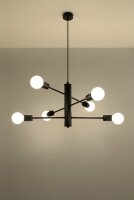 Lampe à suspendre métal noir 6 flammes E27...