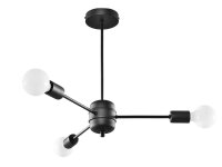 Plafonnier noir 3 flammes &Oslash; 61 cm M&eacute;tal CENZI