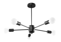 Plafonnier noir &Oslash; 66 cm 5 flammes pour E27