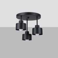 Plafonnier noir métal 3 flammes Ø 32 cm E27