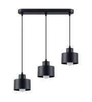 Suspension r&eacute;glable noir m&eacute;tal 3 flammes E27
